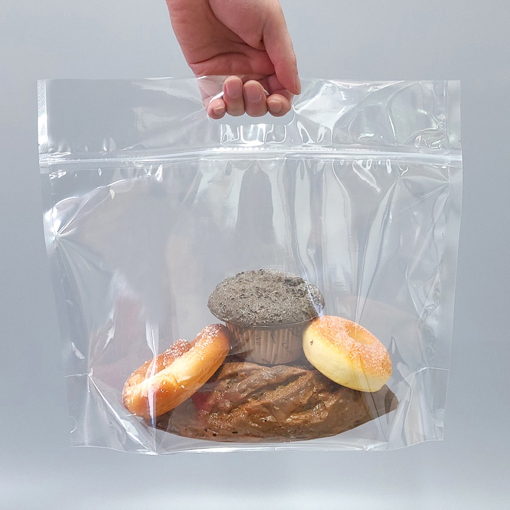 고투명 식빵 지퍼 링손잡이 봉투 50매 35x29+11cm 식품포장 베이커리 밀키트