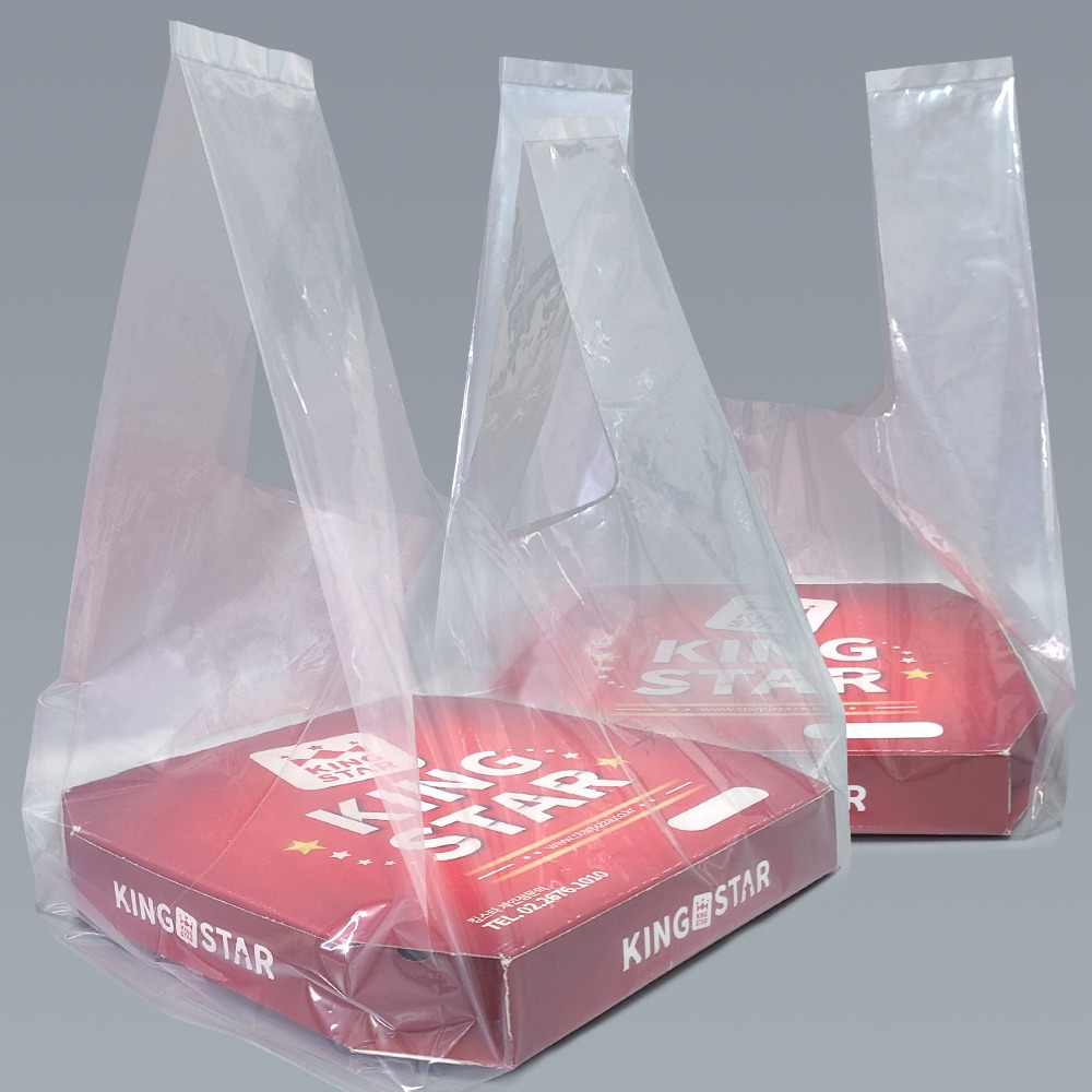 PE투명케익 비닐쇼핑백 4호 35+30x62cm 50매 케이크비닐 피자 베이커리 테이크아웃